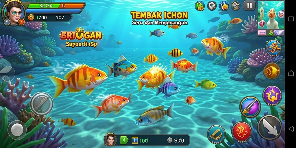 Tangkapan layar menunjukkan gameplay seru Tembak Ikan di 5RT.
