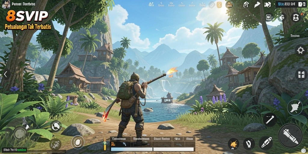 Screenshot gameplay 8SVIP menampilkan dunia terbuka yang luas dan interaktif.