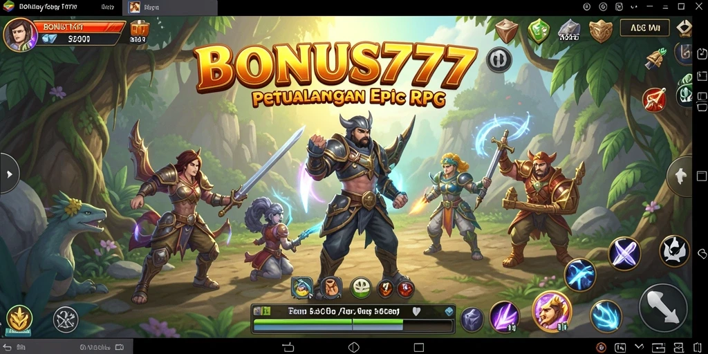 Tangkapan layar utama BONUS777 menampilkan aksi menarik dalam dunia RPG yang luas.