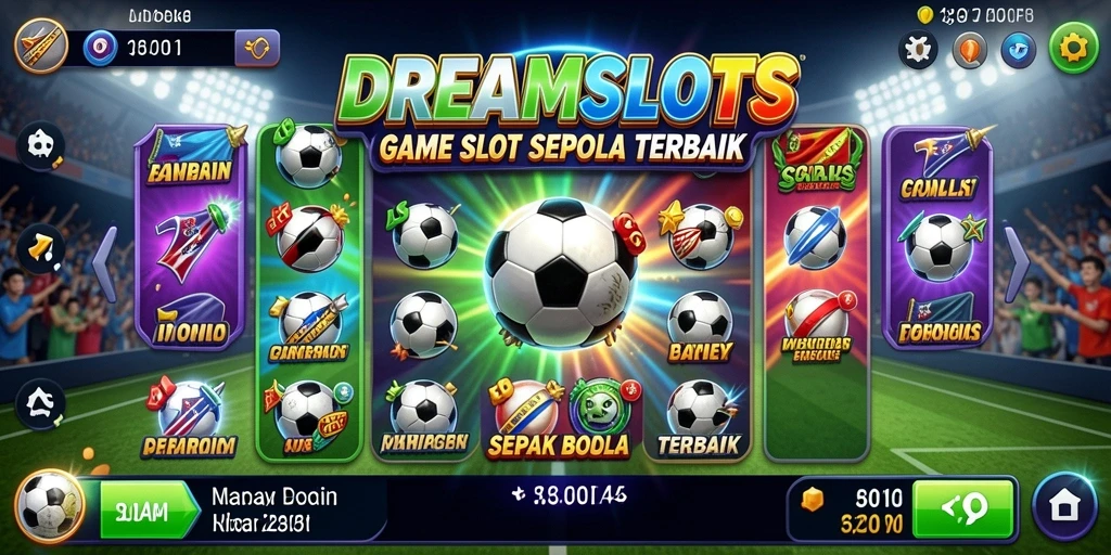Tampilan seru dari gameplay <strong>DREAMSLOTS</strong> dengan tema sepak bola.