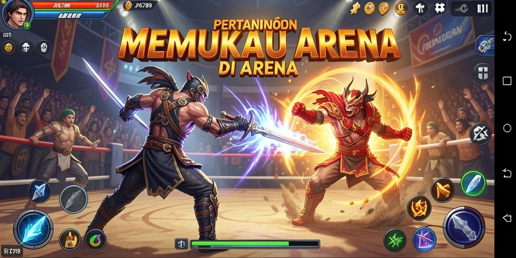 Screenshot utama JP6789 menampilkan aksi bertarung yang intens dan seru.