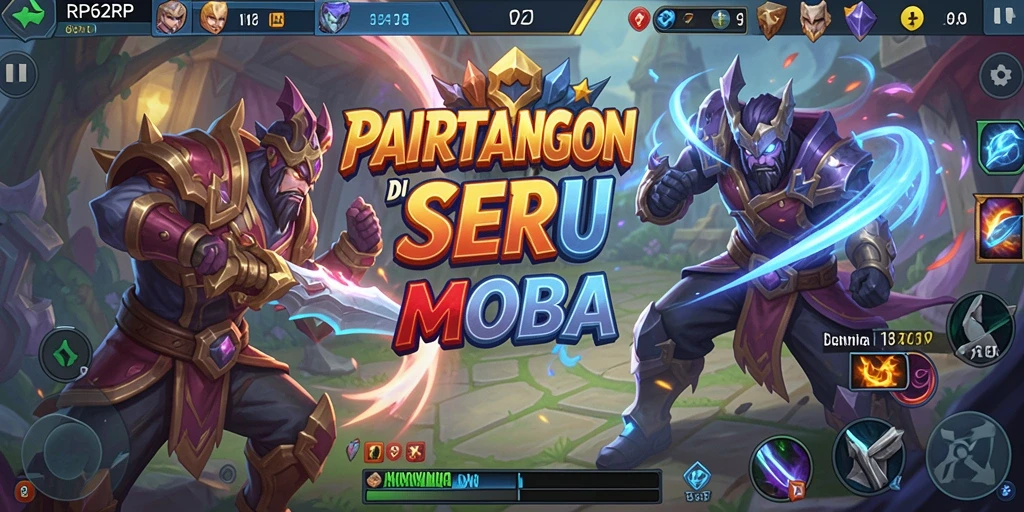 Screenshot utama RP62RP menampilkan aksi intens dalam pertarungan MOBA.