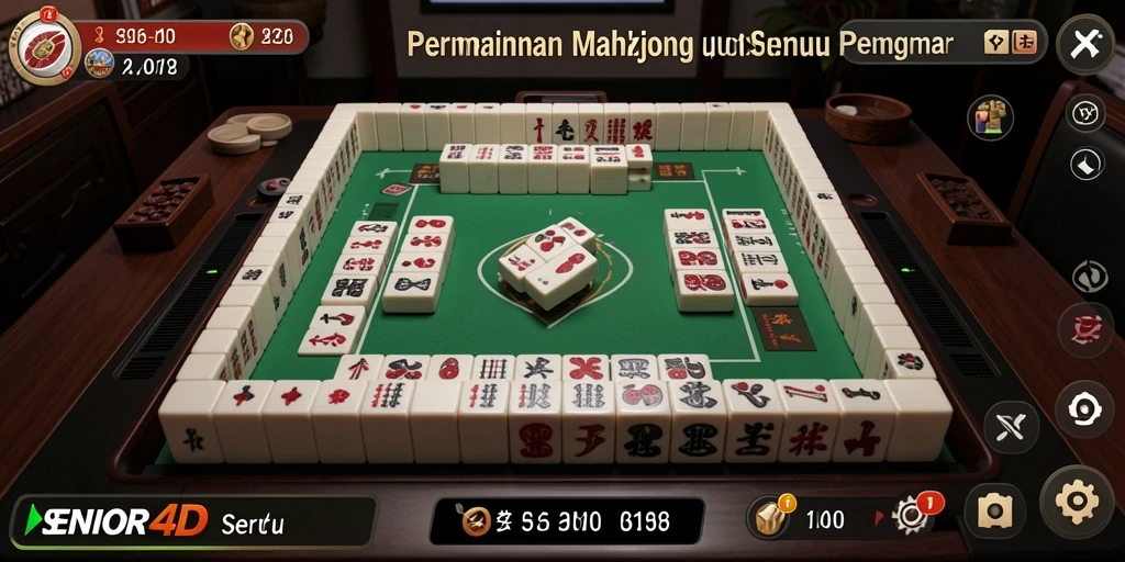 Screenshot utama SENIOR4D yang menampilkan gameplay Mahjong yang seru.