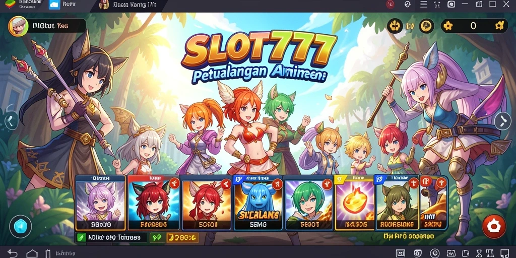 Screenshot utama menunjukkan gameplay menarik dari SLOT777 dengan karakter Anime.